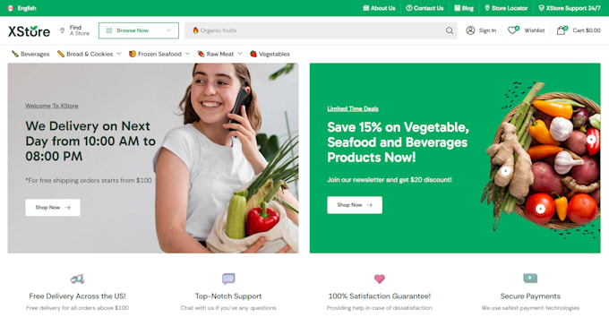 customize xstore, merto, and porto themes for the ecommerce website