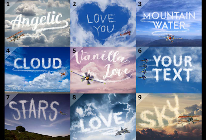 transform your text logo in cloud effect formed by aircraft
