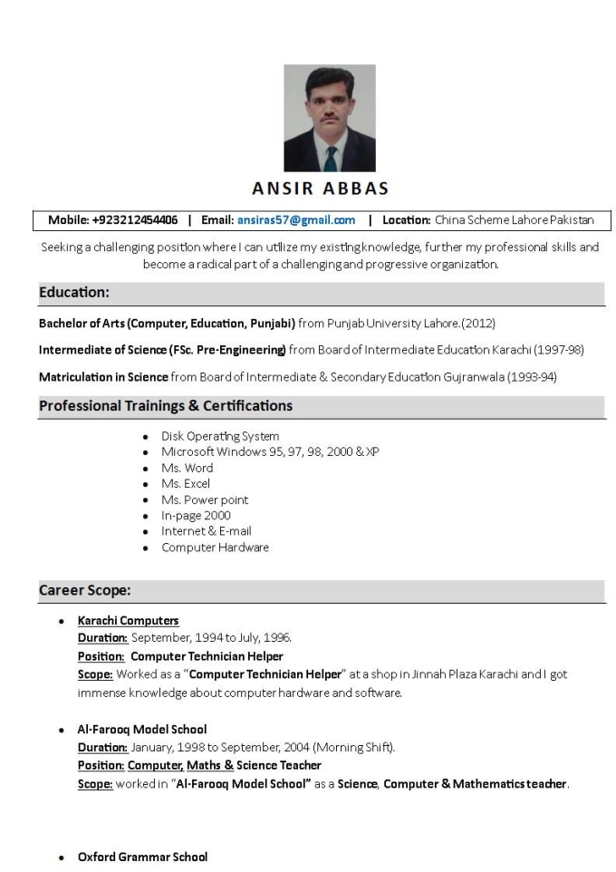 Create And Design Your Cv Or Cover Letter By Mianfazi35