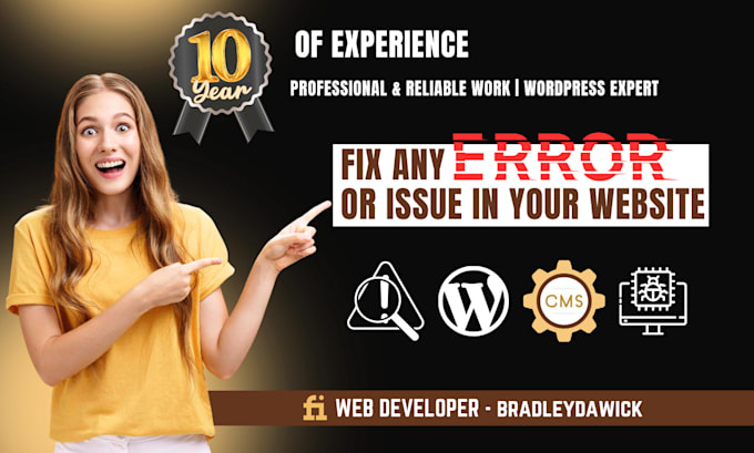 fix any wordpress bug, error, or issue professionally