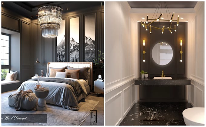 do architectural interior design with realistic 3d rendering