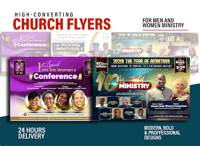 create flyer design bold and clean, church flyer conference and anniversary