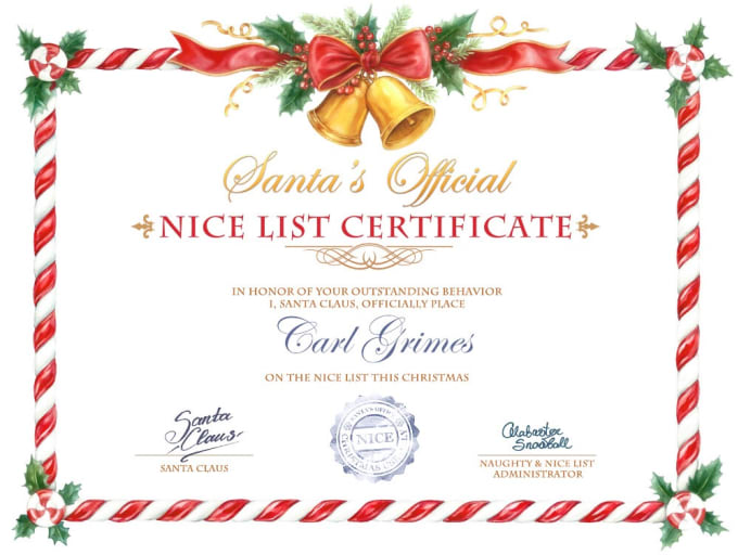 Put you childs name on a santas nice list certificate by Carterzx4 | Fiverr