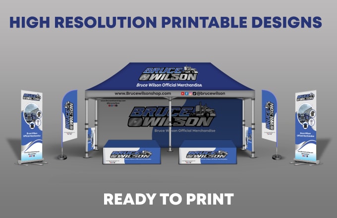 design roll up banner, canopy tent, and table cover