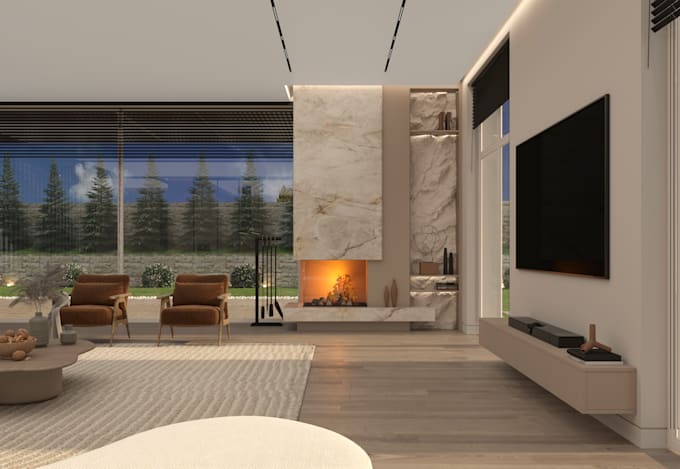 make highly realistic living room design