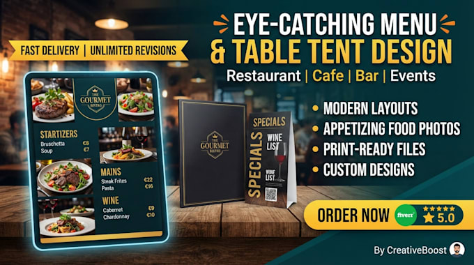 create menu and table design