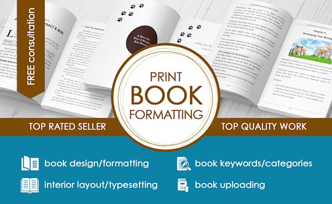 do book design and KDP book formatting for print publishing