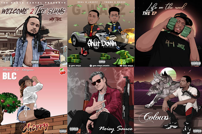 design a dope cartoon music cover art for you in 24hrs