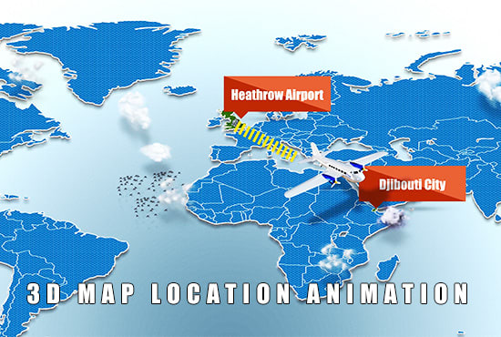 create custom 3d or vintage map animation video for travel