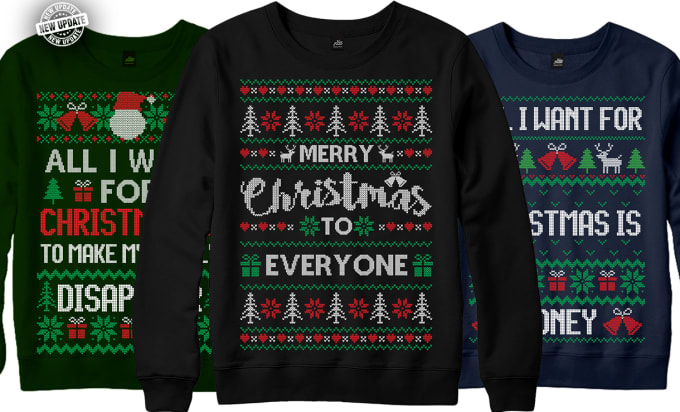 Machen sie hassliche weihnachtspullover und t shirt design