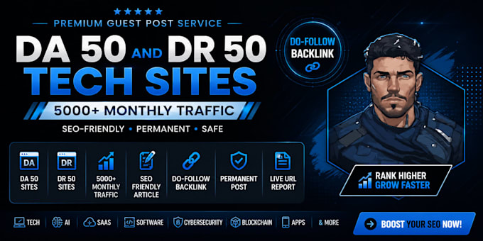 posts on da 50 DR 50 tech sites with 5000 traffic