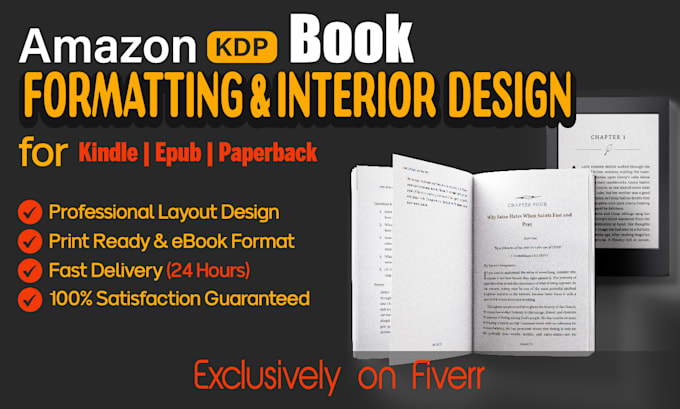 do amazon kdp book formatting, ebook, and paperback, layout design,