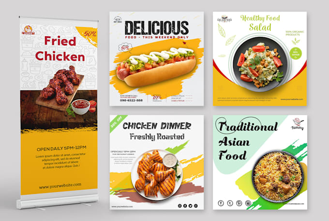 design awesome food flyer, poster or banner