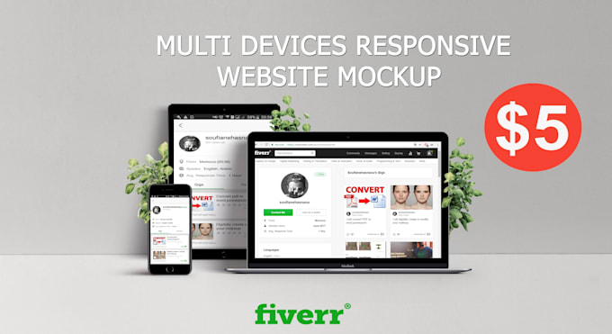 make 100 multi devices responsive website mockup or logo mockup in 6 h