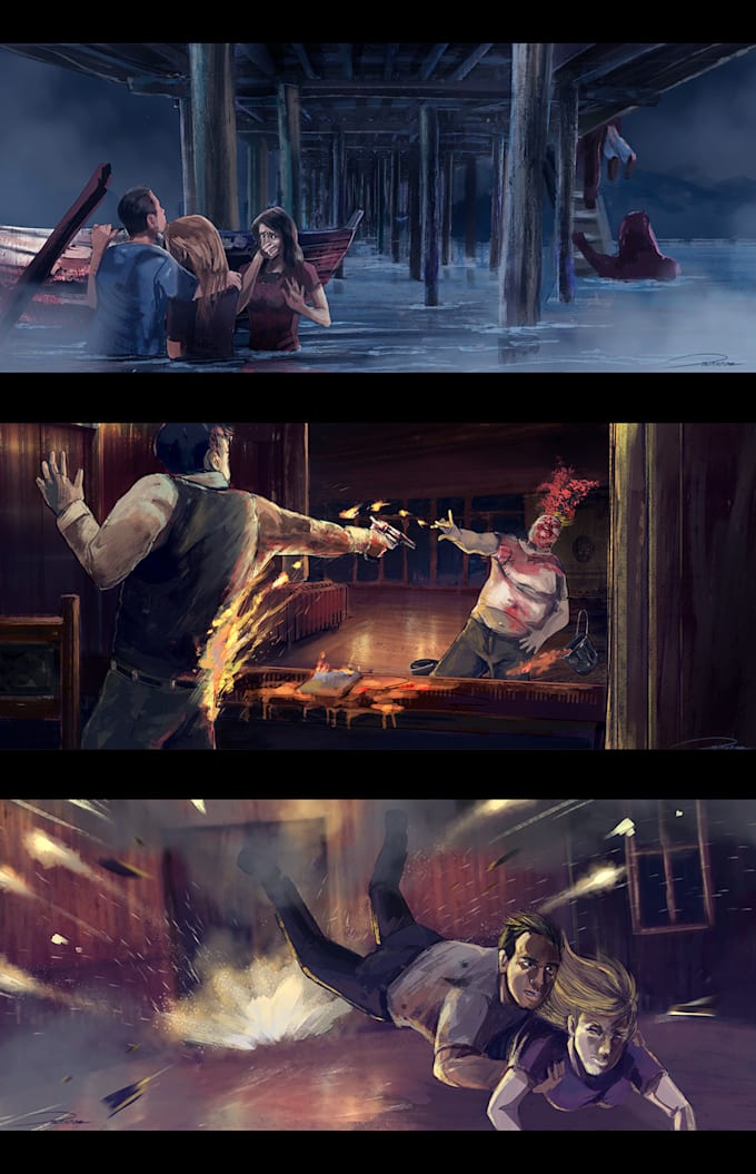 create storyboard and concept art for game