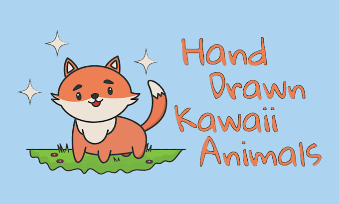 create hand drawn kawaii animal illustration