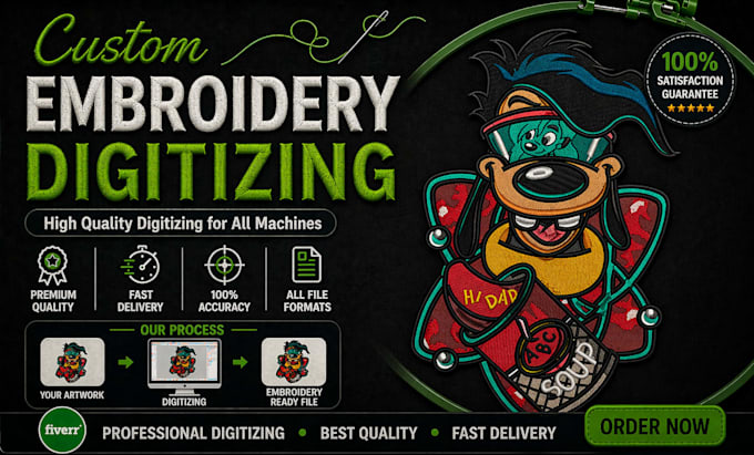 professional embroidery digitizing for dst,pes all formats