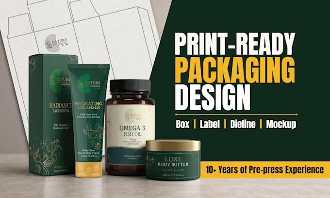 design product packaging box, label, pouch, and amazon packaging