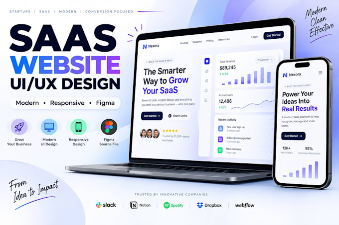 design a modern saas website UI UX in figma