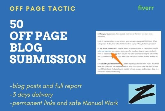 do 50 HQ off page blog submission