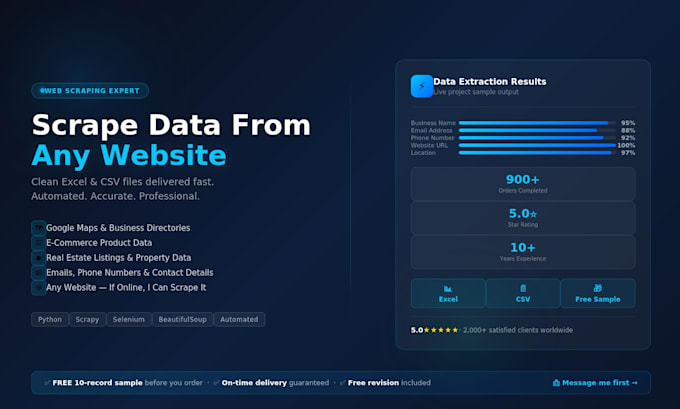 scrape data from any website and deliver clean excel or CSV files
