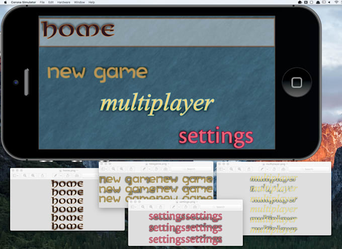 prepare 5 text assets packed as sprite sheets