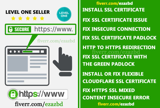 install SSL certificate or fix green padlock and any issue