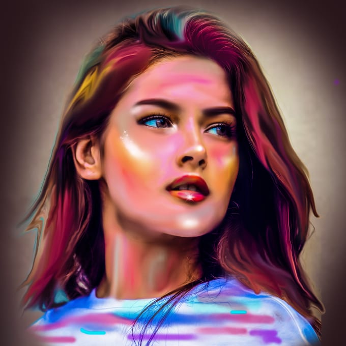 Draw abstract art colorful digital oil painting portrait by Art_maniac
