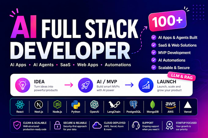 develop your saas product, ai app, mvp, and web application