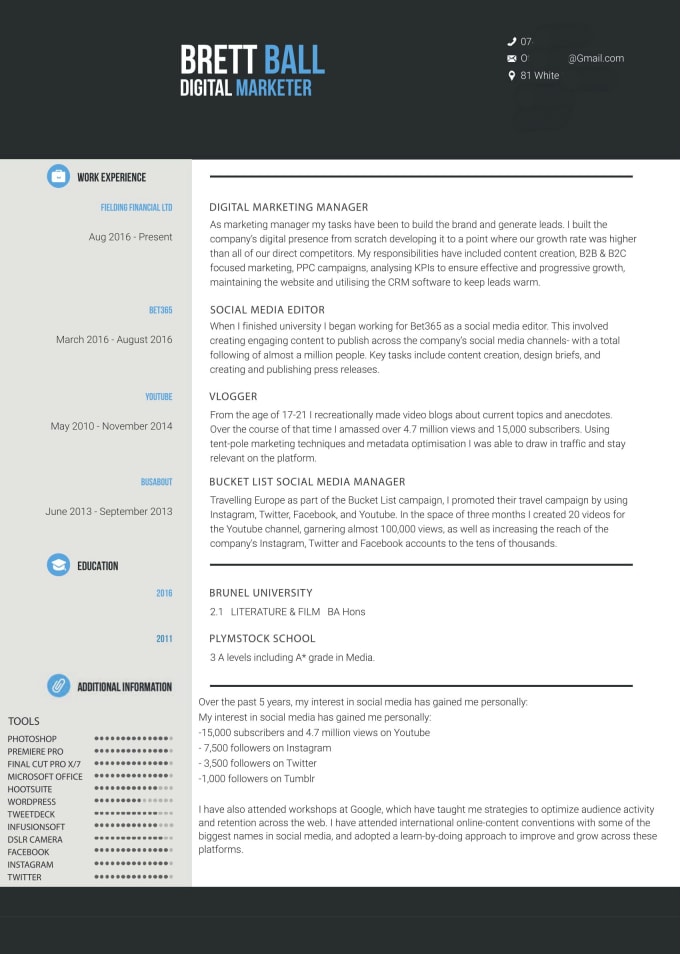 Design Cv Resume Cover Letter Job Application For You By