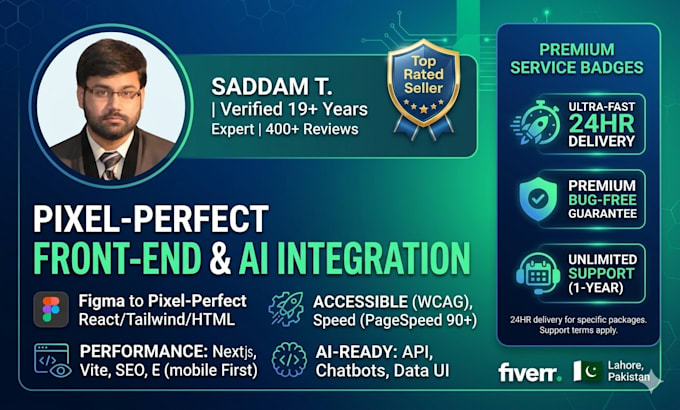 build expert front end UI with pixel perfect responsiveness and accessibility