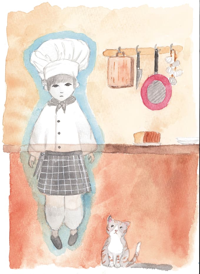 hand paint watercolor childrens book illustration