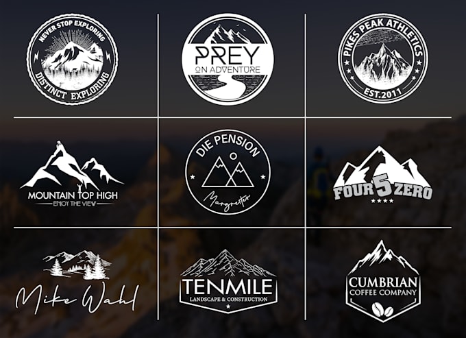 make 2 hand draw mountain, hiking or adventure   logo