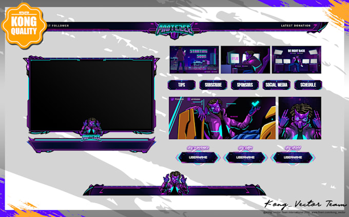 create pro animated stream overlay pack for twitch kick, youtube