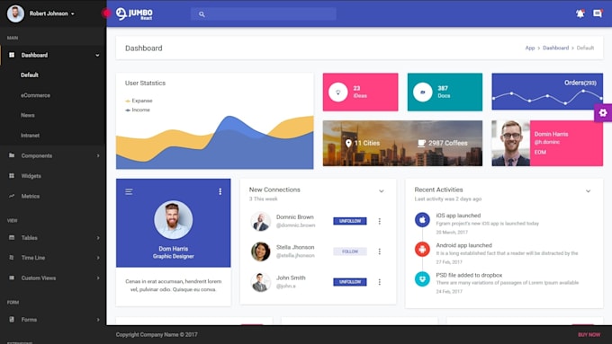 Create the dashboard in react js with best user experience by ... image.