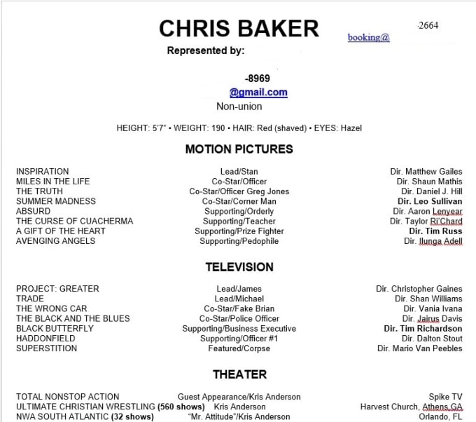 Reformat Your Acting Resume To Professional Standards By Actorchrisbaker