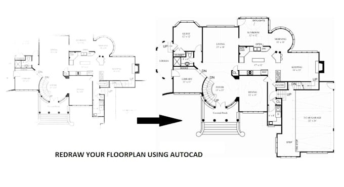 redraw your architectural sketches, with cad in a short time
