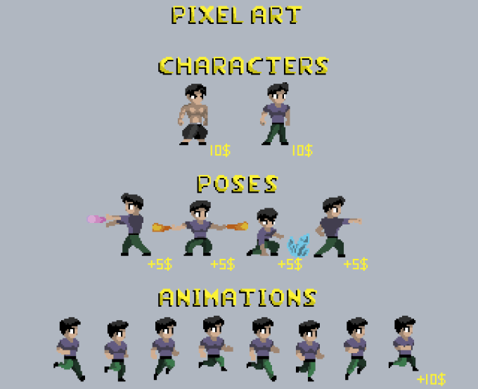 Create Pixel Art Characters Game Assets Or Animations By Stormcoder