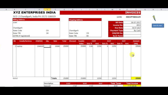 Create fully automated invoice for your business by pankajsingh99 fiverr