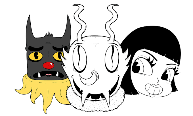 draw a character face like a 30s cartoon or cuphead