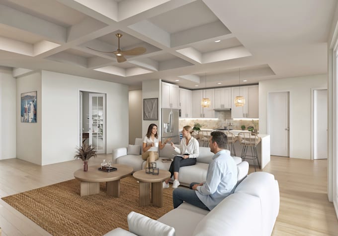 create expert level photorealistic 3d interior renders