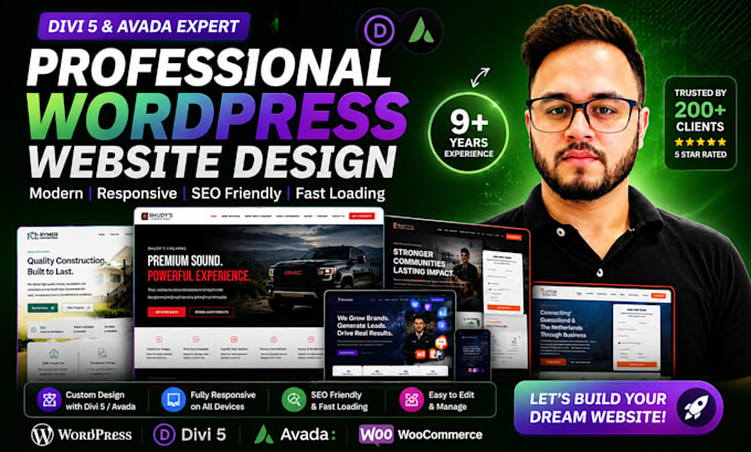 design a professional wordpress website using divi or avada