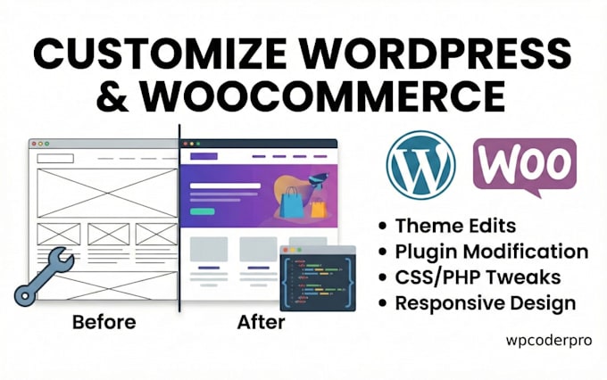 customize wordpress theme, plugins, and woocommerce layout