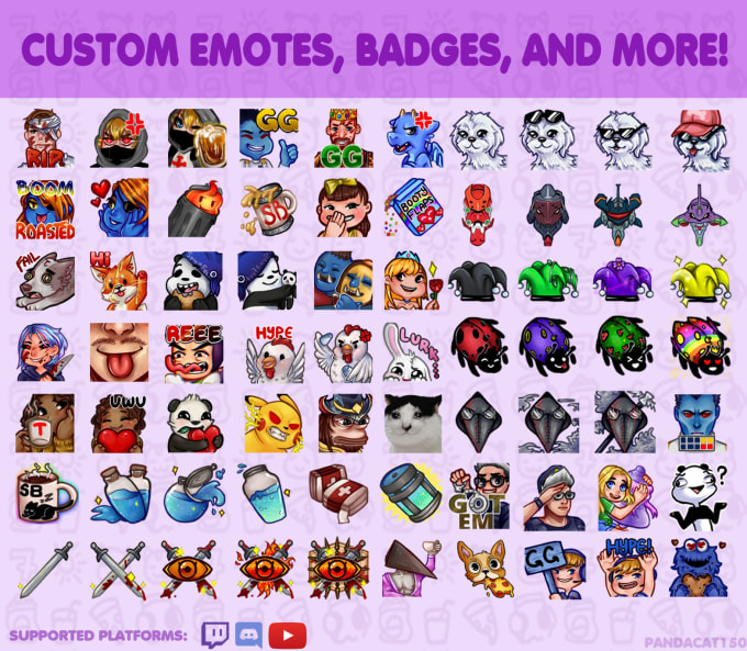 Create Custom Twitch Emotes Badges And Bits By Pandacat150 Fiverr