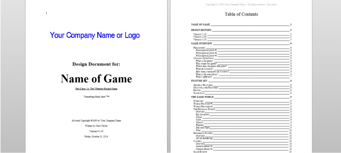 Do A Game Design Document For Your Game By Kushlove648