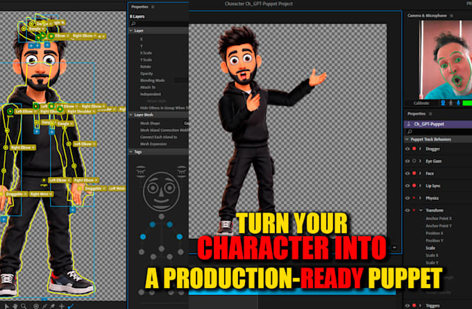 create a custom adobe character animator puppet with full rigging