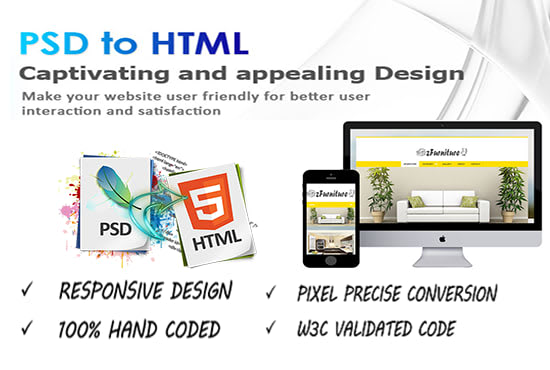 convert PSD to responsive HTML5 with css3