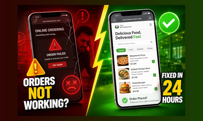 fix restaurant website errors, online ordering bugs and payment issues