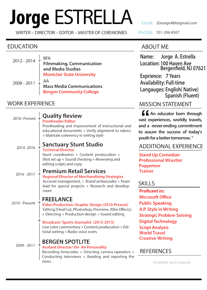 Help You Create A Unique And Outstanding Resume By Jgeorgeestrella