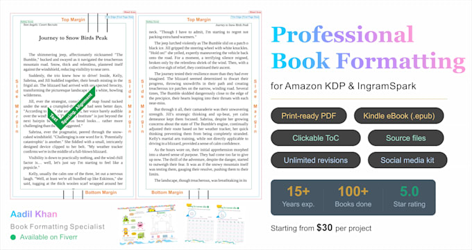professionally format your book for amazon KDP print and kindle ebook